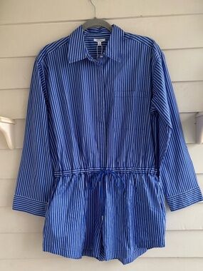 pistola Amelie Ultramarine Striped Shorts Romper One piece. Size Small NWT
